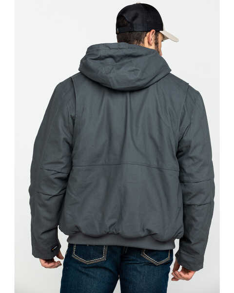 Image #2 - Hawx Men's Shadow Grey Canvas Quilted Bi-Swing Hooded Zip Front Work Jacket , , hi-res