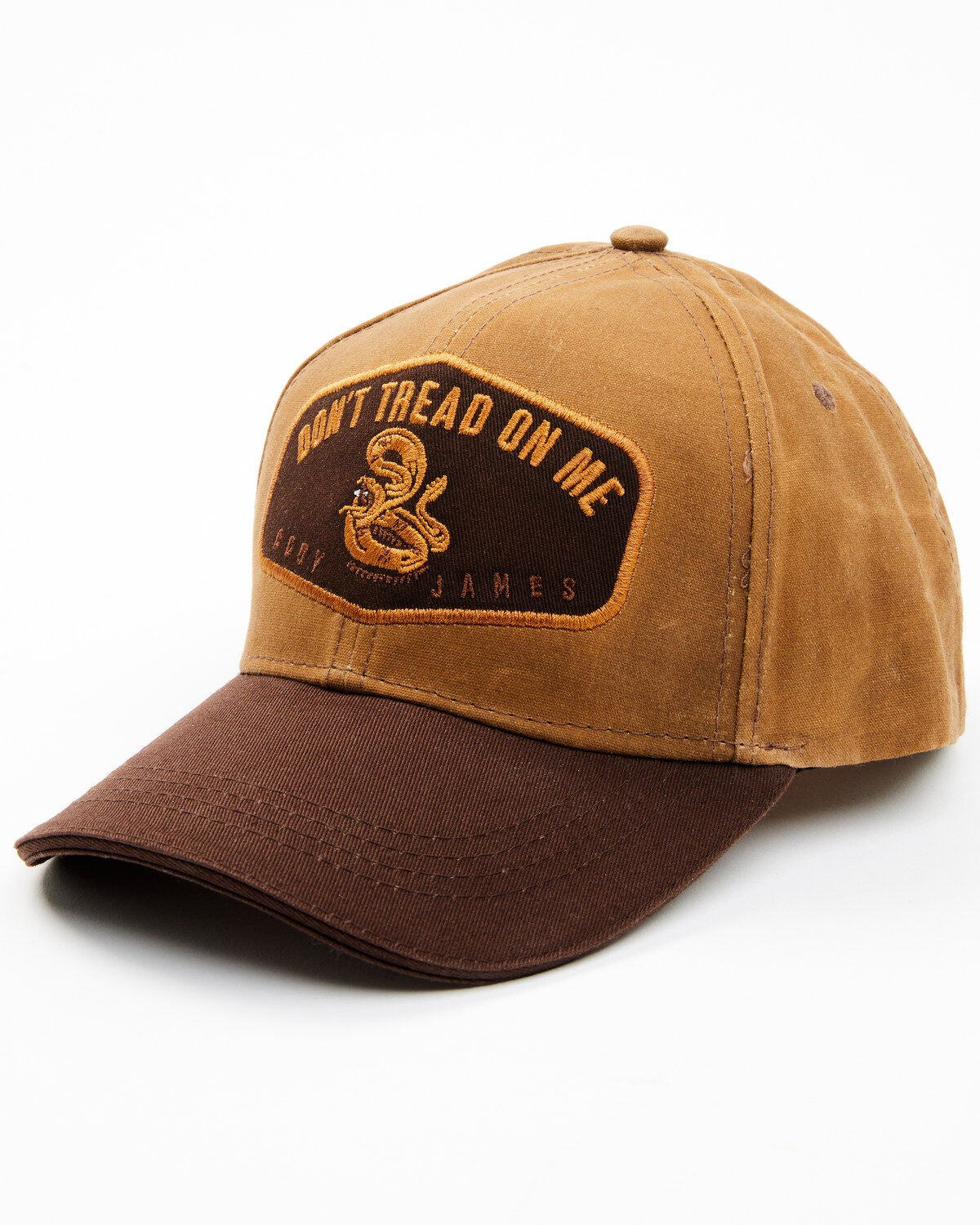 Cody James Men's Don't Tread On Me Oil Canvas Ball Cap, Brown, hi-res