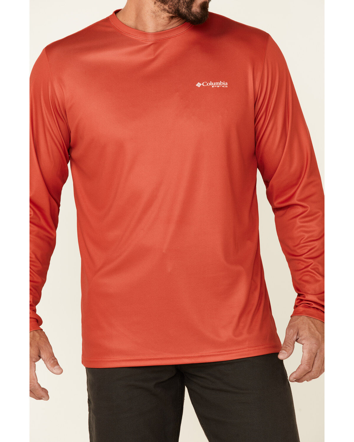 Image #4 - Columbia Men's Red Tackle Flag Back Graphic Long Sleeve T-Shirt, Red, hi-res