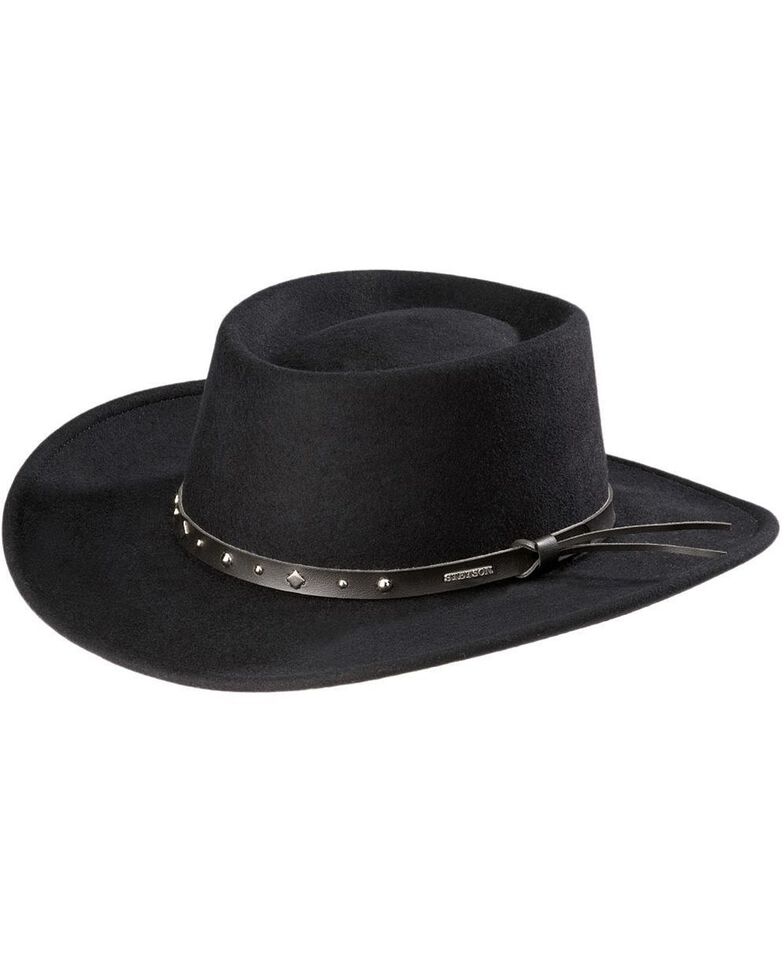 Stetson Black Hawk Crushable Wool Hat, Black, hi-res