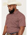 Image #2 - Gibson Trading Co Men's Gypsy Den Medallion Print Short Sleeve Snap Western Shirt - Big, Burgundy, hi-res