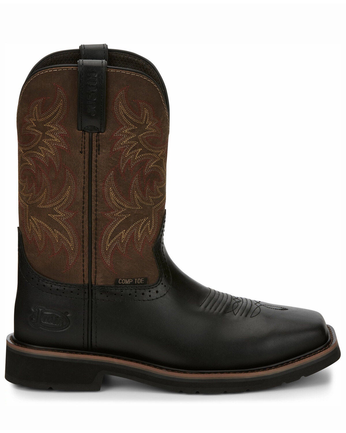 justin black work boots