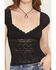 Image #3 - Wild Moss Women's Sheer Lace Short Sleeve Top, Black, hi-res
