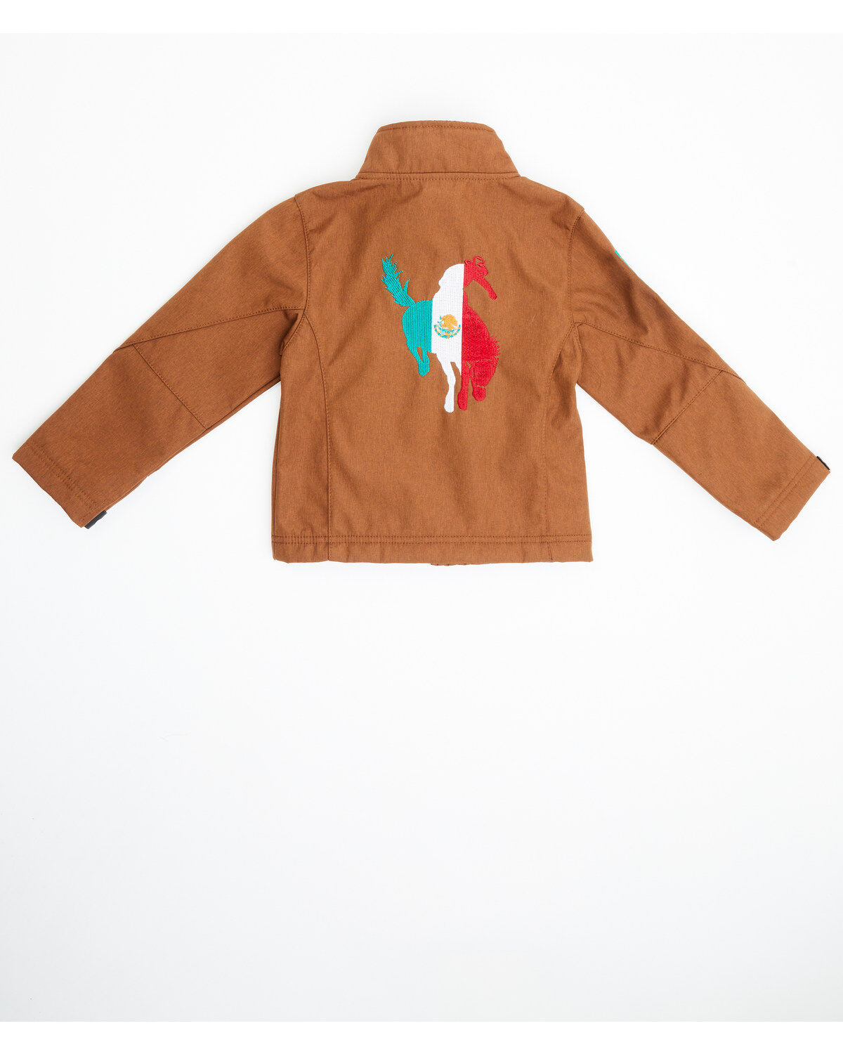 Image #3 - Rodeo Clothing Boys' Mexico Flag Waterproof Softshell Jacket, Cognac, hi-res