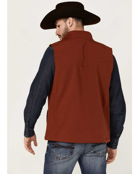 Image #4 - RANK 45® Men's Ralington Embroidered Softshell Vest , Dark Orange, hi-res
