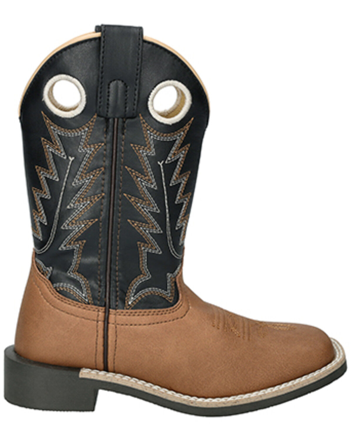 Image #2 - Smoky Mountain Boys' El Paso Western Boots - Broad Square Toe, Black/brown, hi-res