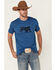 STS Ranchwear Men's Steer Wrestlin Graphic Short Sleeve T-Shirt , Heather Blue, hi-res