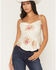 Image #1 - Shyanne Women's Floral Print Sleeveless Satin Tank Top, Cream, hi-res