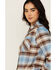 Image #2 - Idyllwind Women's Lane Plaid Print Long Sleeve Snap Flannel Shirt, Light Blue, hi-res