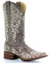 Corral Women's Brown Crater Embroidered Western Boots - Square Toe, Brown, hi-res