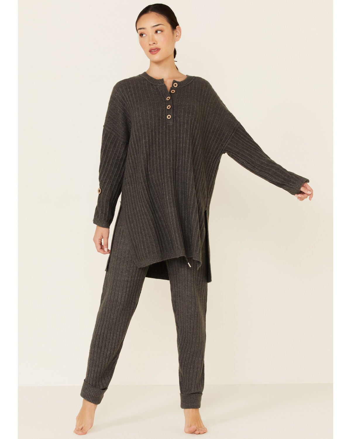Free People Women's Around The Clock Jogger Sweatpants, Charcoal, hi-res