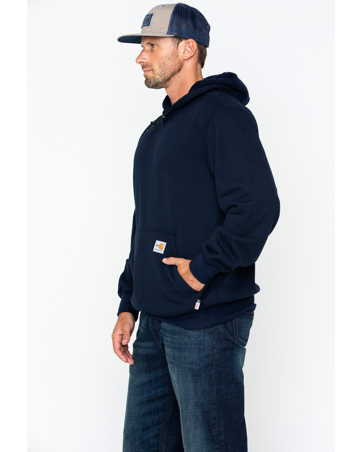 Image #4 - Carhartt Men's FR Hooded Pullover Solid Work Sweatshirt, , hi-res