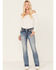 Miss Me Women's Medium Wash Mid Rise Embroidered Cross Bootcut Jeans, Medium Blue, hi-res