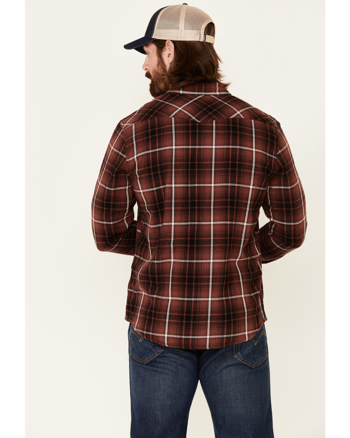 Image #4 - Flag & Anthem Men's Thornton Maroon Plaid Long Sleeve Snap Western Shirt, Maroon, hi-res