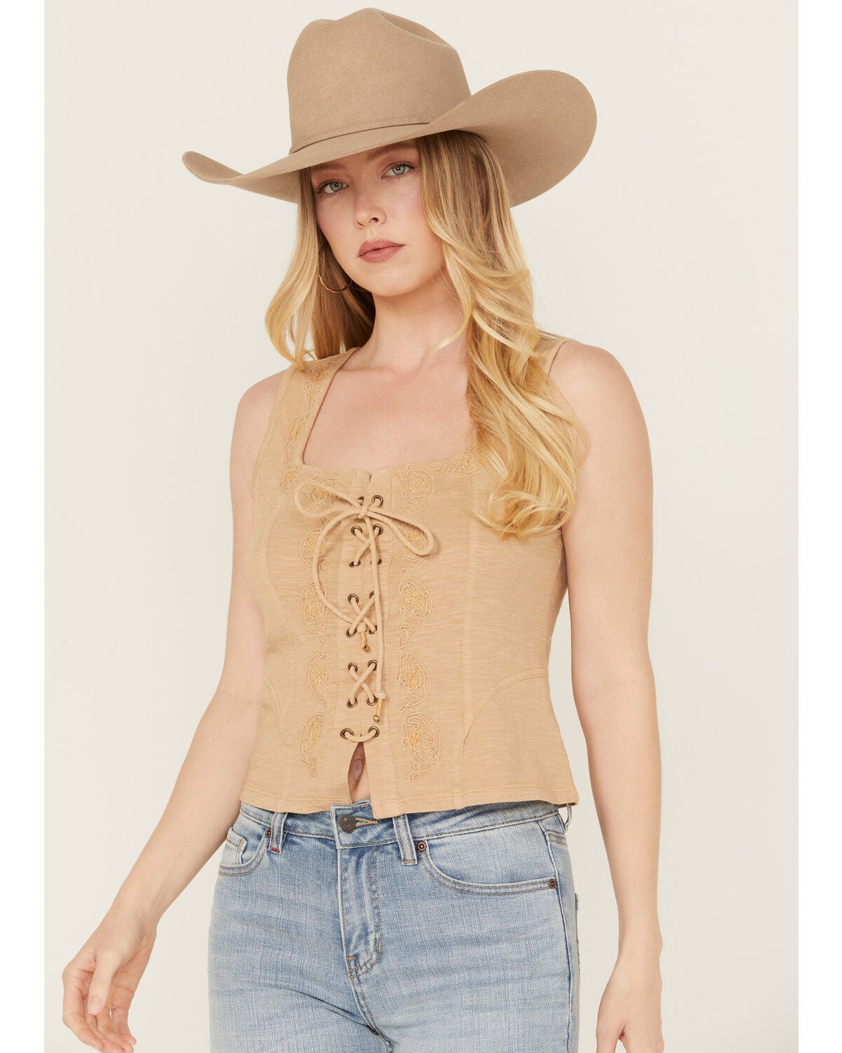 Idyllwind Women's Oriel Bustier Tank, Wheat, hi-res