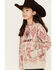 Ariat Girls' Southwestern Print Logo Hoodie, Oatmeal, hi-res