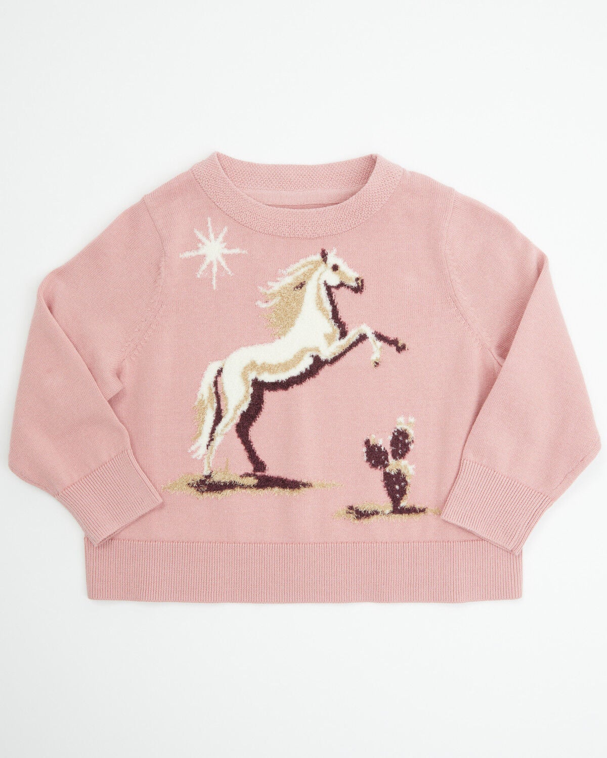 Shyanne Toddler Girls' Horse Pullover Knit Sweater, Mauve, hi-res