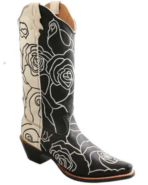 Twisted X Women's Steppin' Out Western Boots - Snip Toe, Black/white, hi-res