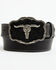 Image #1 - Cody James Men's Long Horn Skull Buckle Belt, Black, hi-res