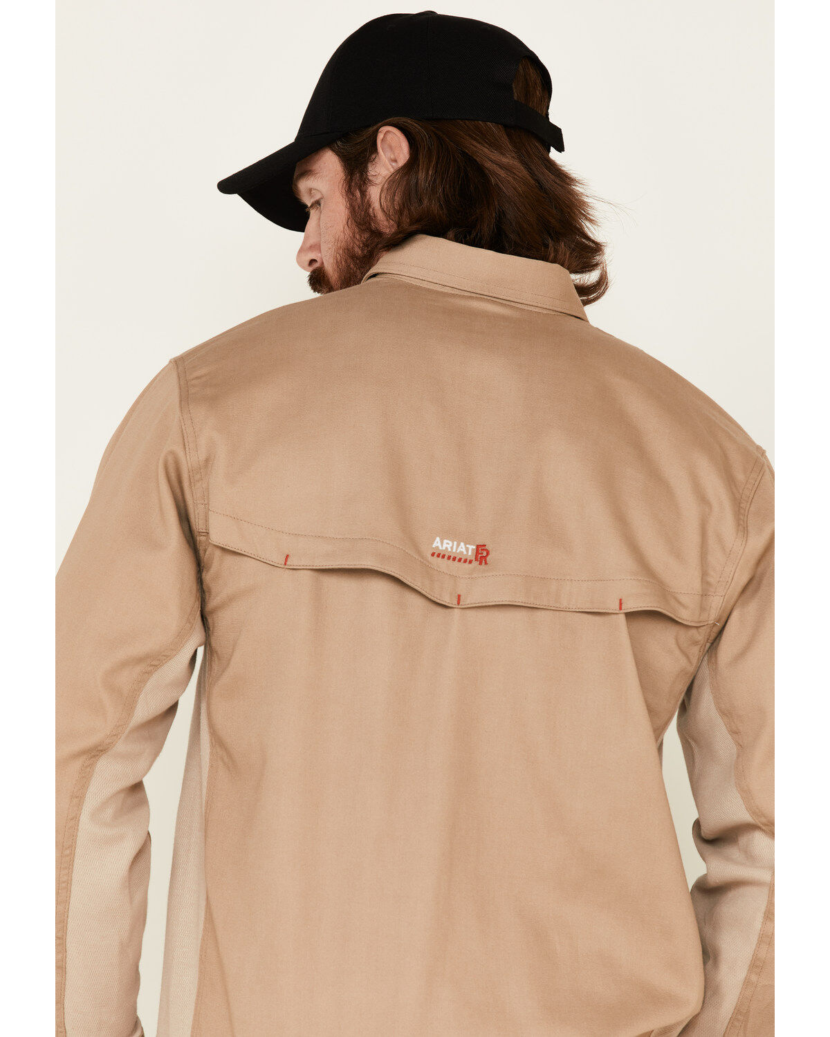 Image #5 - Ariat Men's FR Solid Vent Long Sleeve Work Shirt, Beige/khaki, hi-res