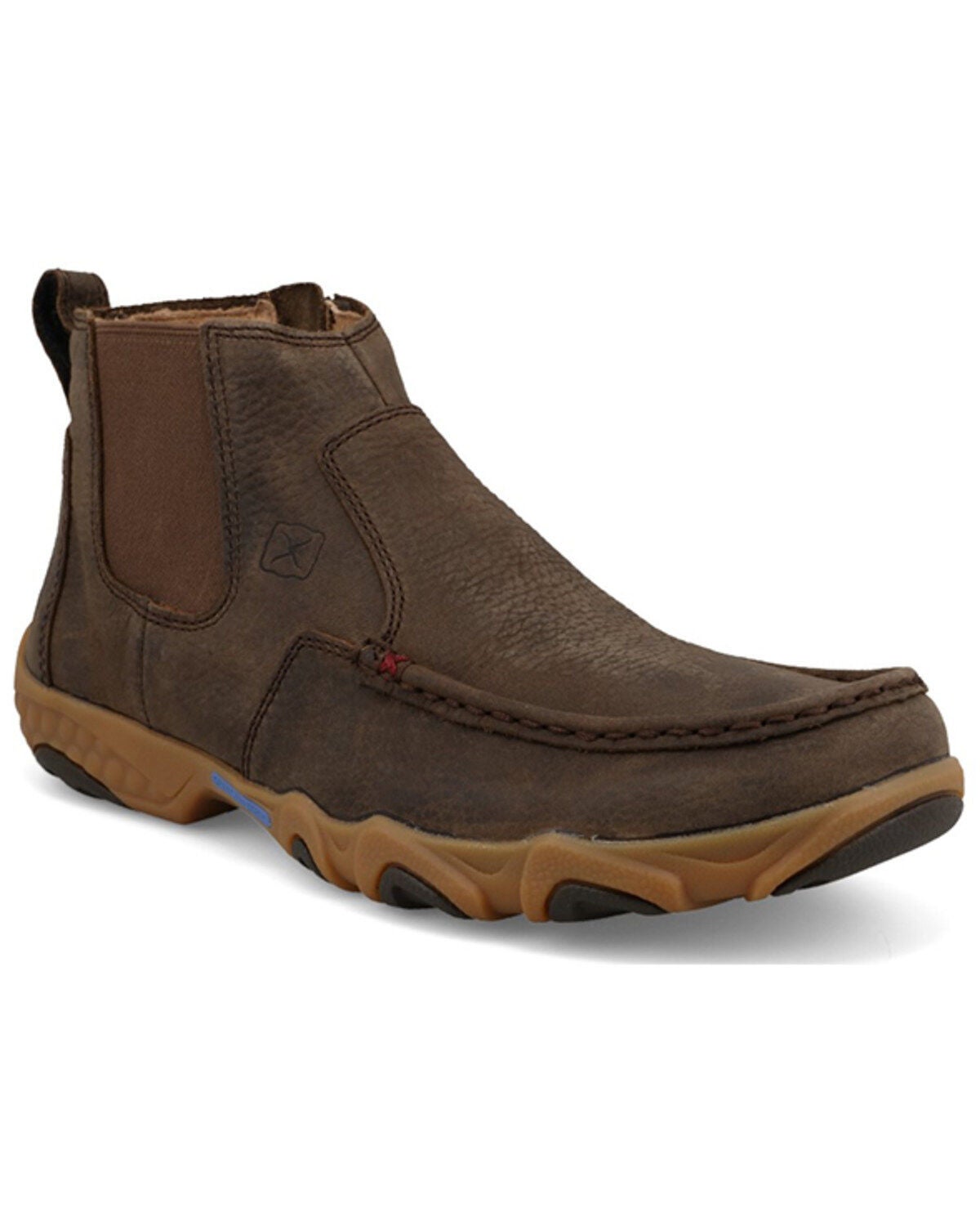 Twisted X Men's 4" Chelsea Driving Moc Shoes - Moc Toe, Brown, hi-res