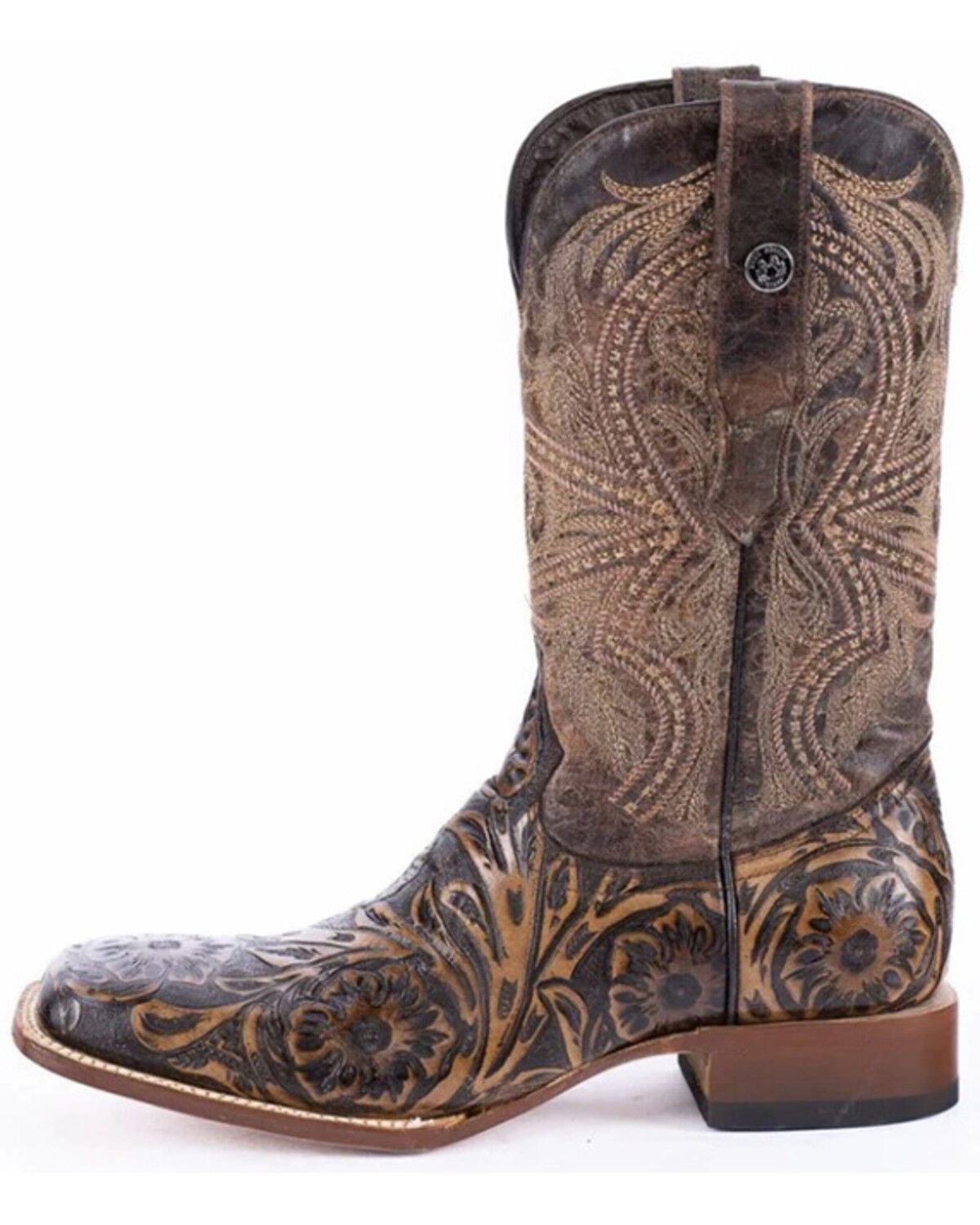 Product Name:  Tanner Mark Men's Hand Tooled Western Boots - Broad Square Toe