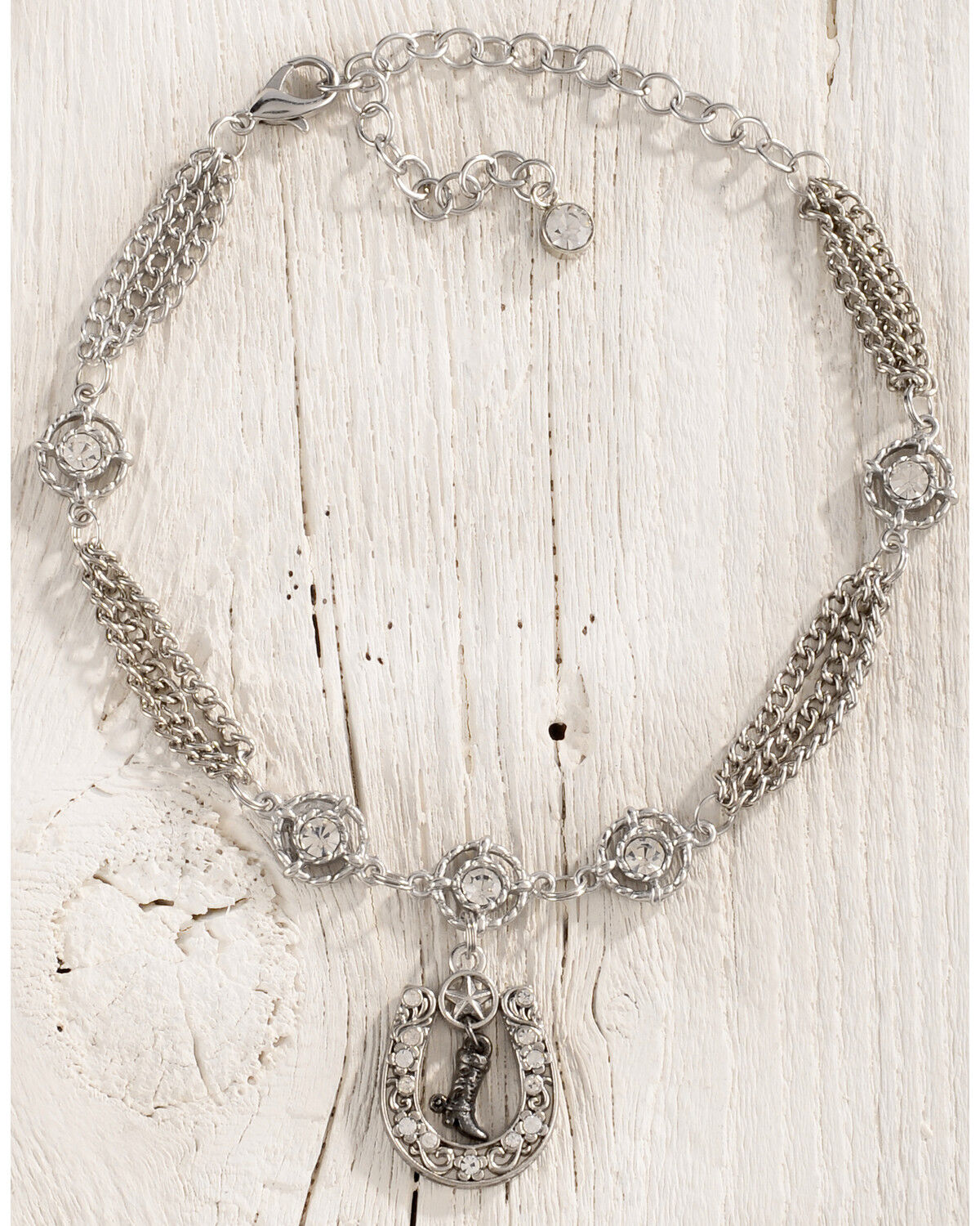 Image #2 - Shyanne Women's Triple Chain Horseshoe Boot Bracelet, Silver, hi-res