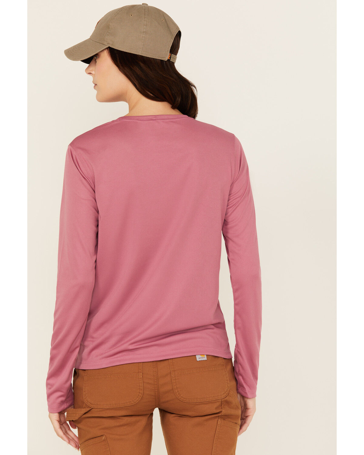 Image #4 - Carhartt Women's Force® Sun Defender Lightweight Long Sleeve Graphic Work T-Shirt, Dark Pink, hi-res