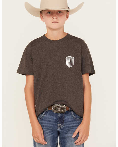 Ariat Boys' Patriot Badge Short Sleeve Graphic T-Shirt, Jet Black, hi-res