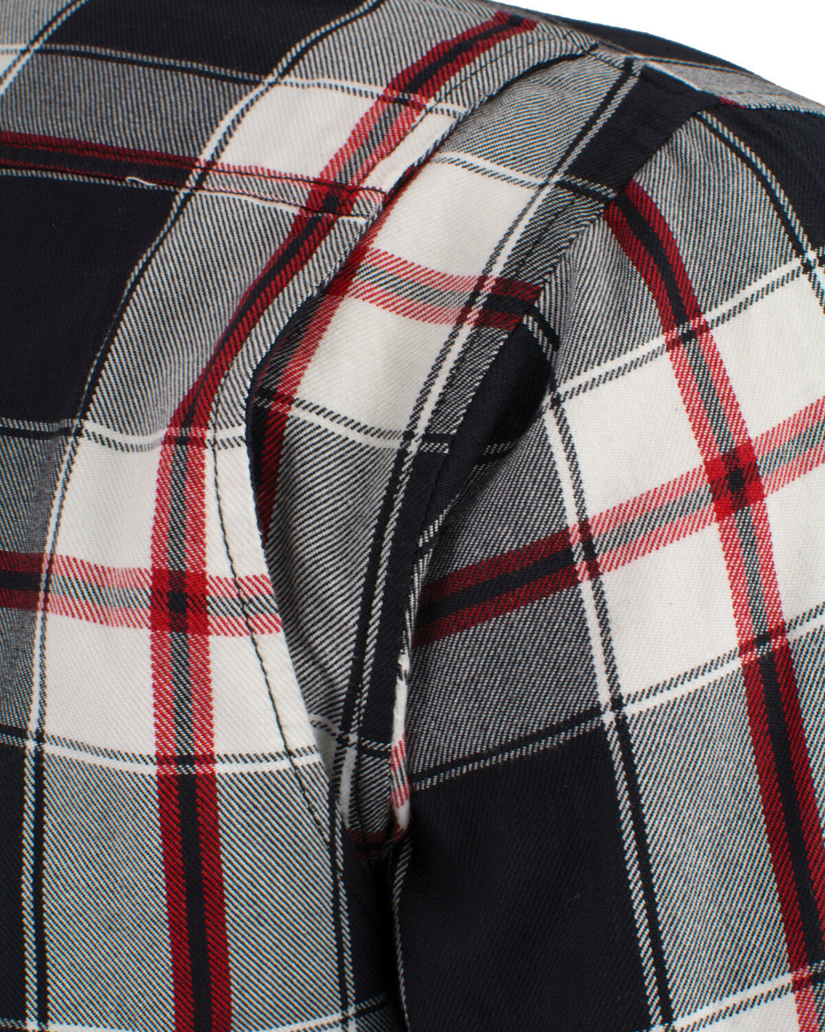 Image #5 - Milwaukee Performance Men's Black/White/Red Aramid Flannel Biker Jacket, Black/red, hi-res