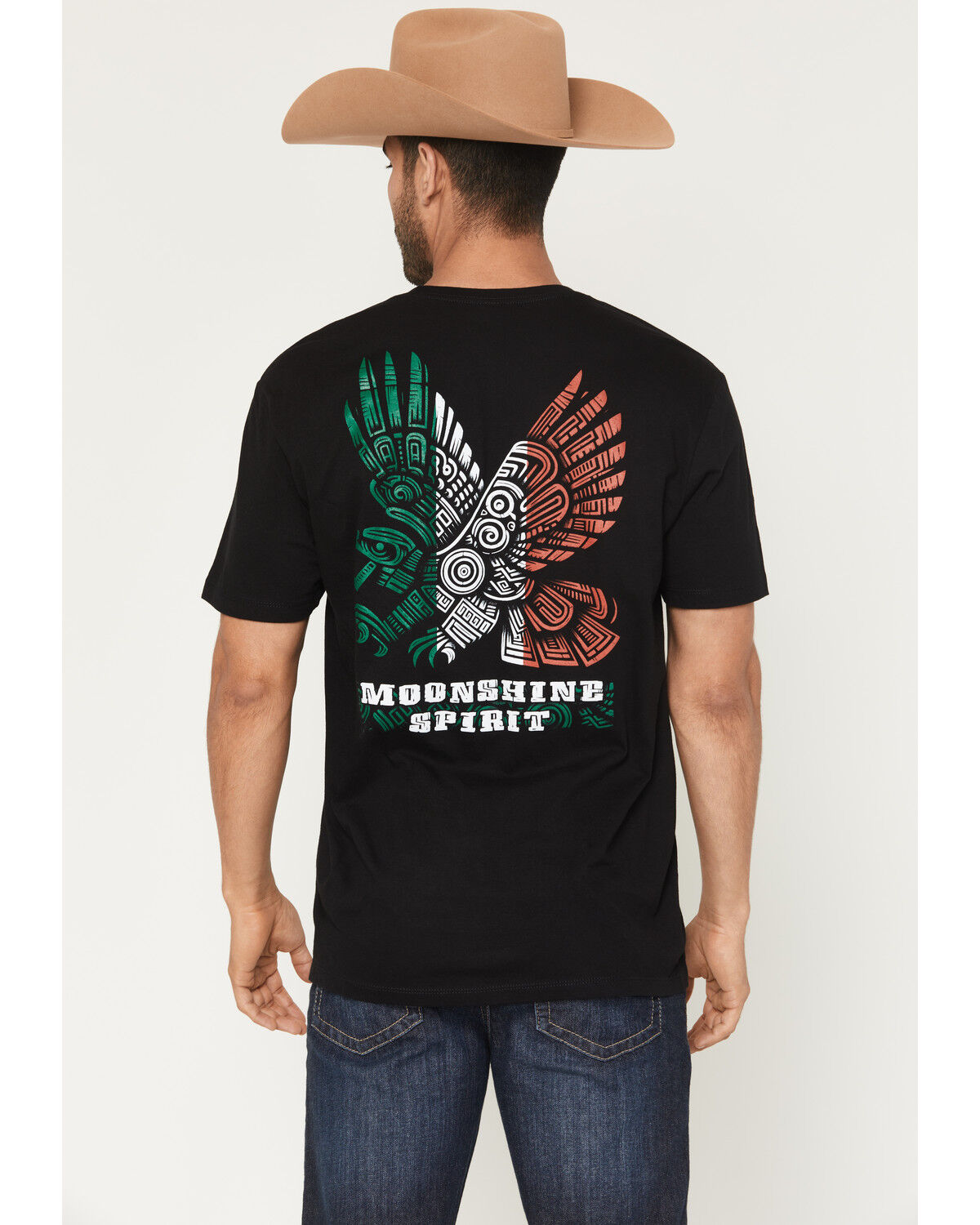 Image #1 - Moonshine Spirit Men's Mexico Eagle Short Sleeve Graphic T-Shirt, Black, hi-res