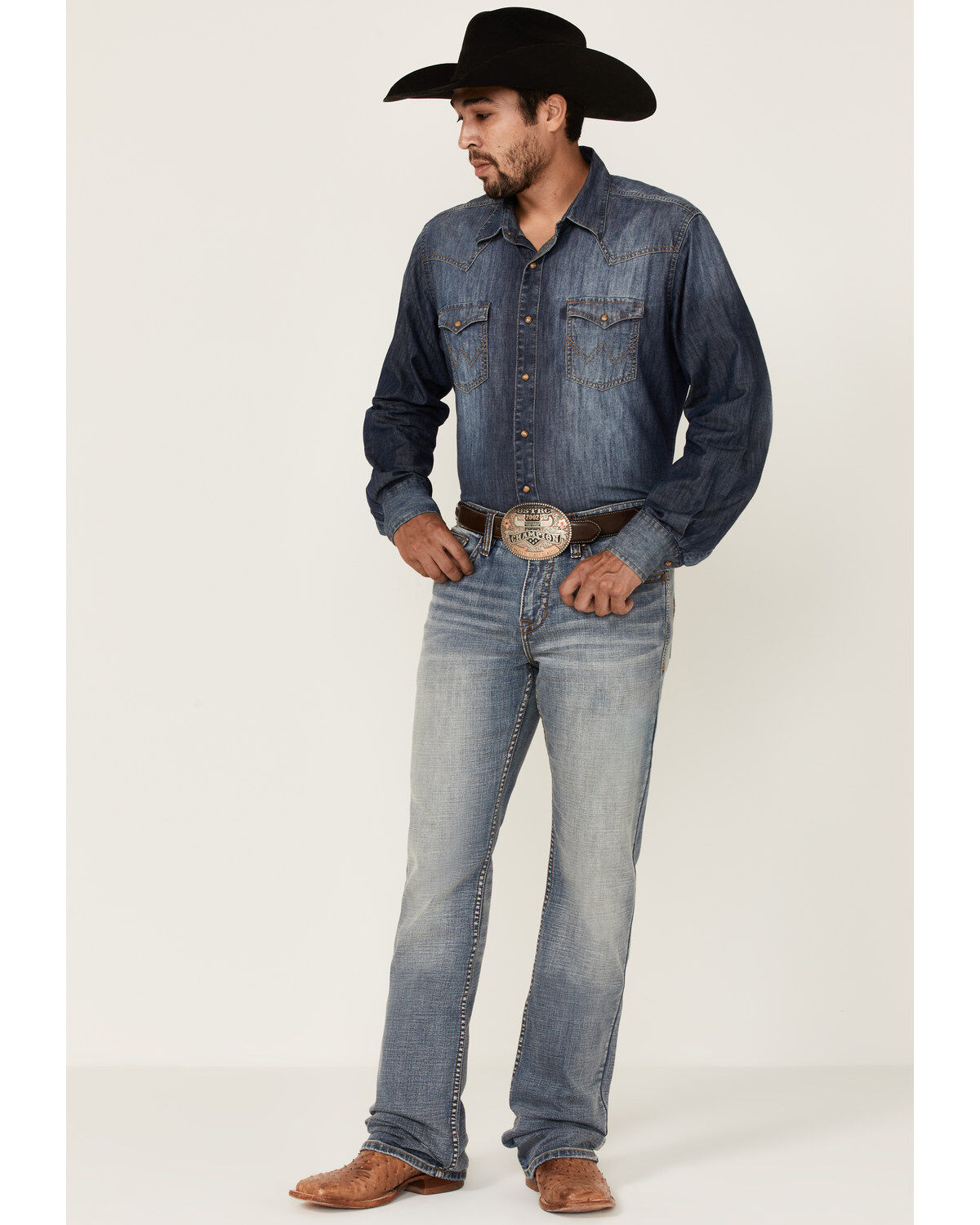 Image #1 - Cody James Core Men's Bear Down Light Wash Stretch Slim Bootcut Jeans, , hi-res