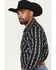 Image #2 - Rock & Roll Denim Men's Striped Print Long Sleeve Snap Stretch Western Shirt, Black, hi-res