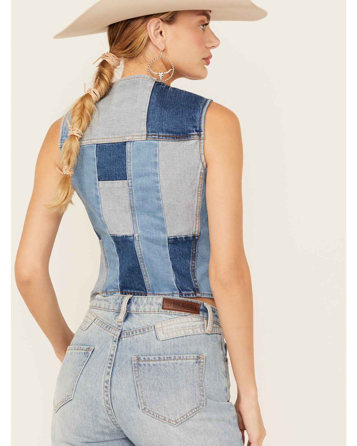 Image #5 - Wrangler x Lainey Wilson Women's Patchwork Denim Vest, Blue, hi-res