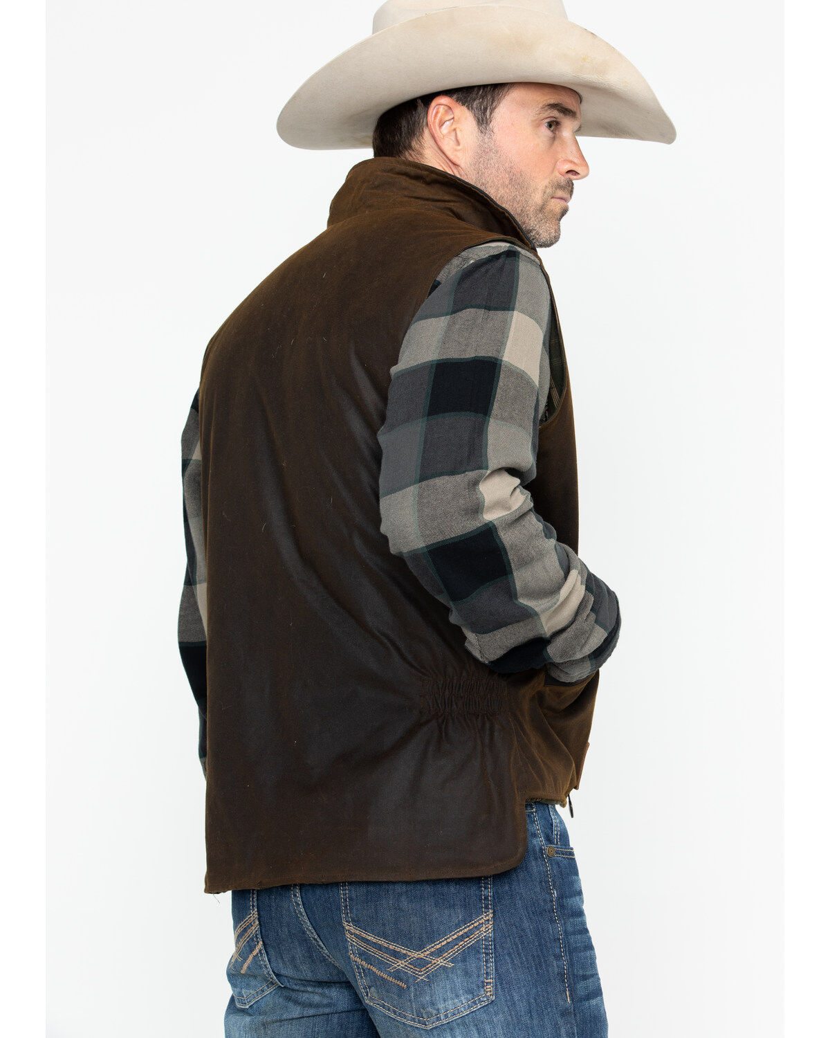 Image #2 - Outback Trading Co. Men's Sawbuck Oilskin Zip-Up Vest, Sage, hi-res