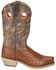 Image #2 - Smoky Mountain Men's Santa Fe Ostrich Print Performance Boots - Square Toe, Cognac, hi-res