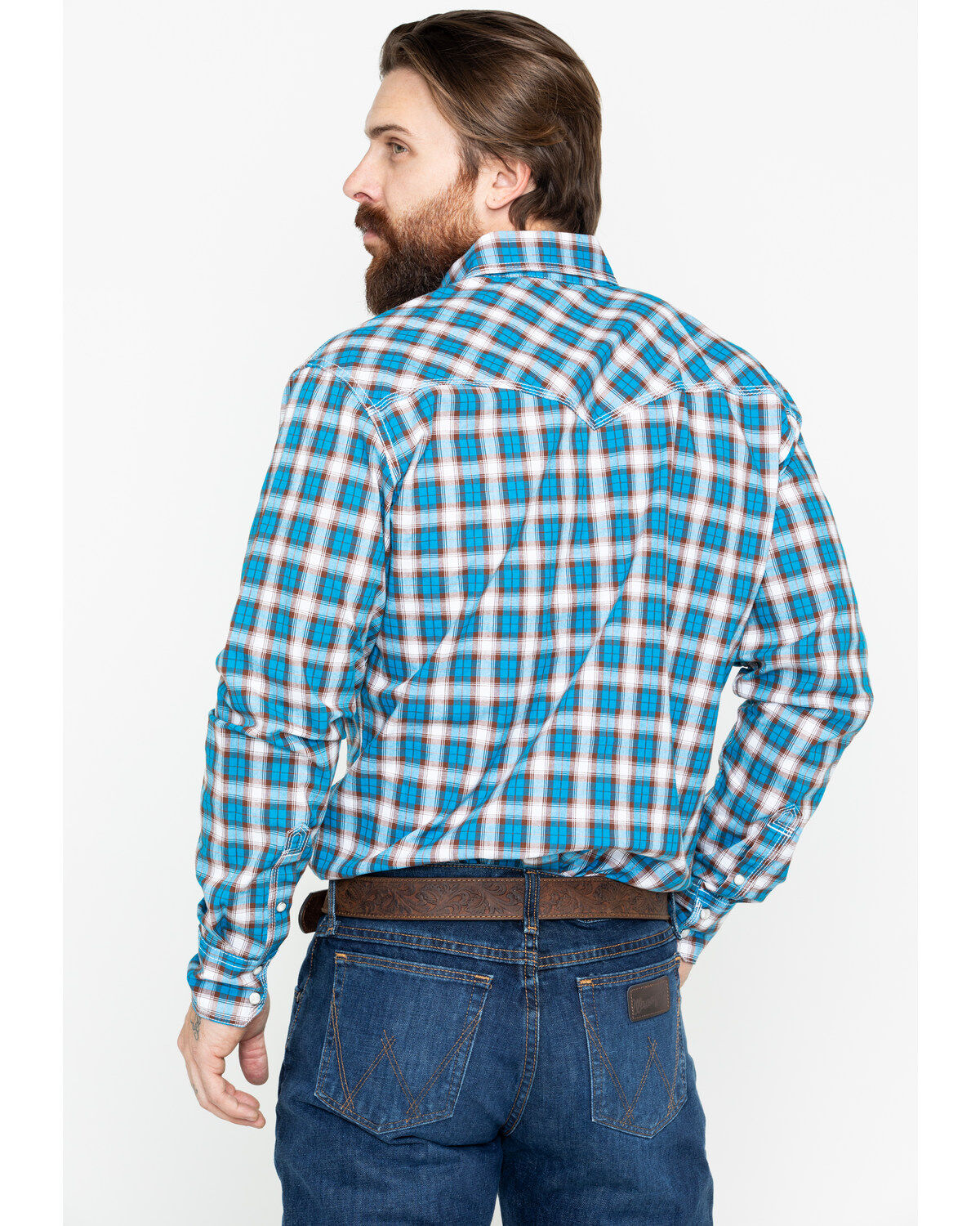 Image #2 - Wrangler 20X Men's Plaid Print Competition Advanced Comfort Long Sleeve Western Shirt, , hi-res
