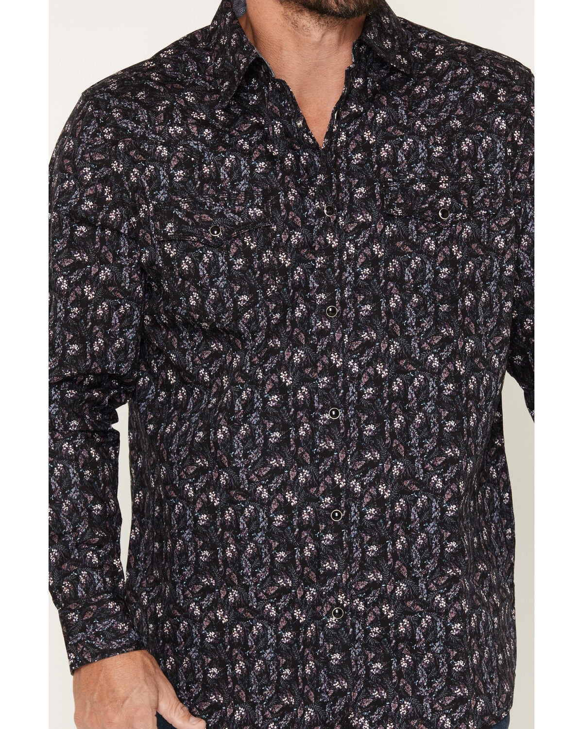 Image #3 - Moonshine Spirit&reg;&nbsp;Men's Fall Floral Print Long Sleeve Snap Western Shirt, Black, hi-res