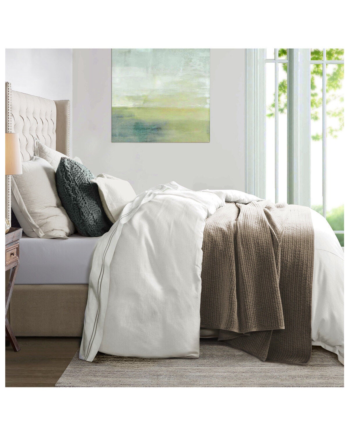 HiEnd Accents Hera 3pc Duvet Set - King, White, hi-res