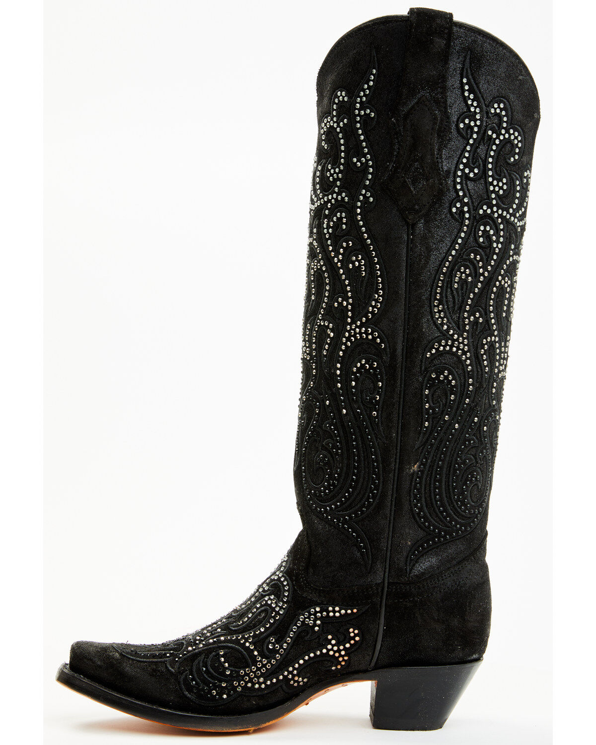 Image #3 - Corral Women's Crystal Embroidered Tall Western Boots - Snip Toe, Black, hi-res