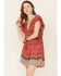 Image #1 - Angie Women's Ruffle Sleeve Tiered Mini Dress, Red, hi-res