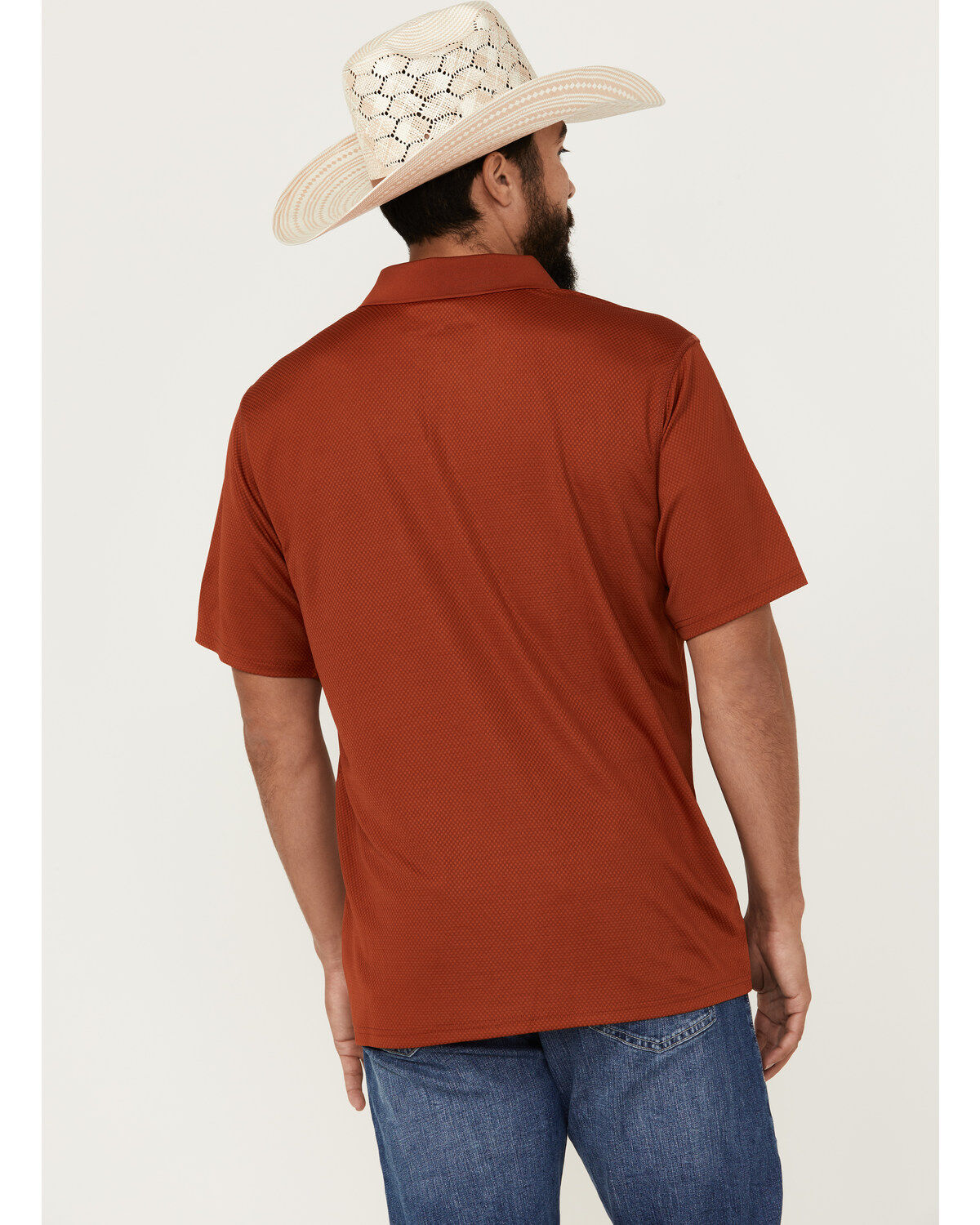 Image #4 - RANK 45® Men's Laredo Short Sleeve Polo Shirt, Dark Orange, hi-res