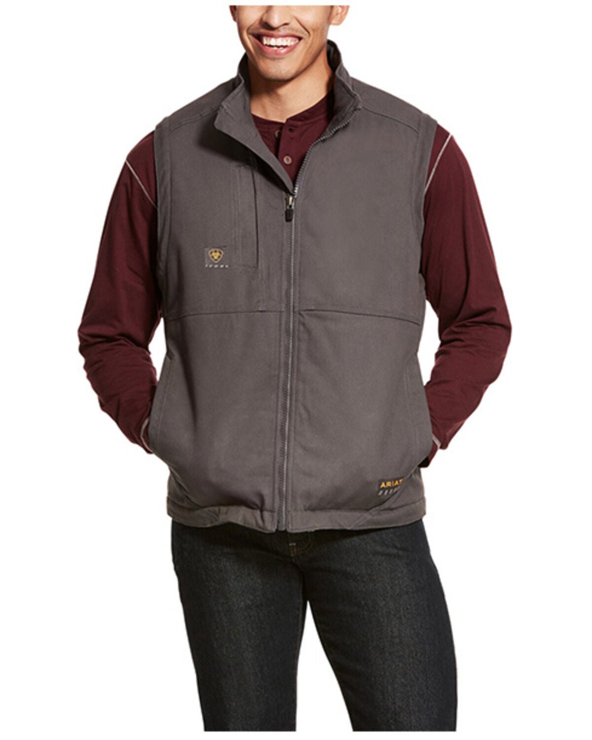 Ariat Men's Rebar Duracanvas Vest, Light Grey, hi-res