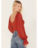 Beyond The Radar Women's Long Puff Sleeve Corset Blouse, Rust Copper, hi-res