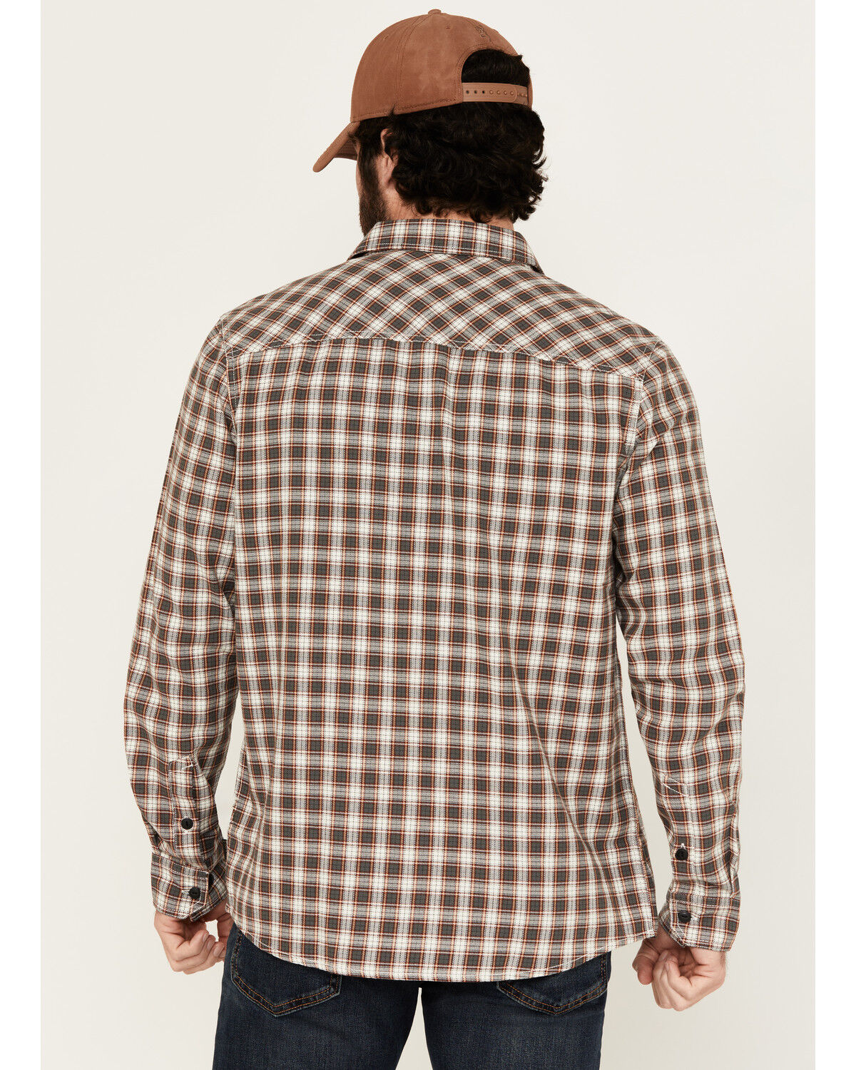 Image #4 - Brothers and Sons Men's Keystone Plaid Print Long Sleeve Button-Down Stretch Western Shirt, Natural, hi-res