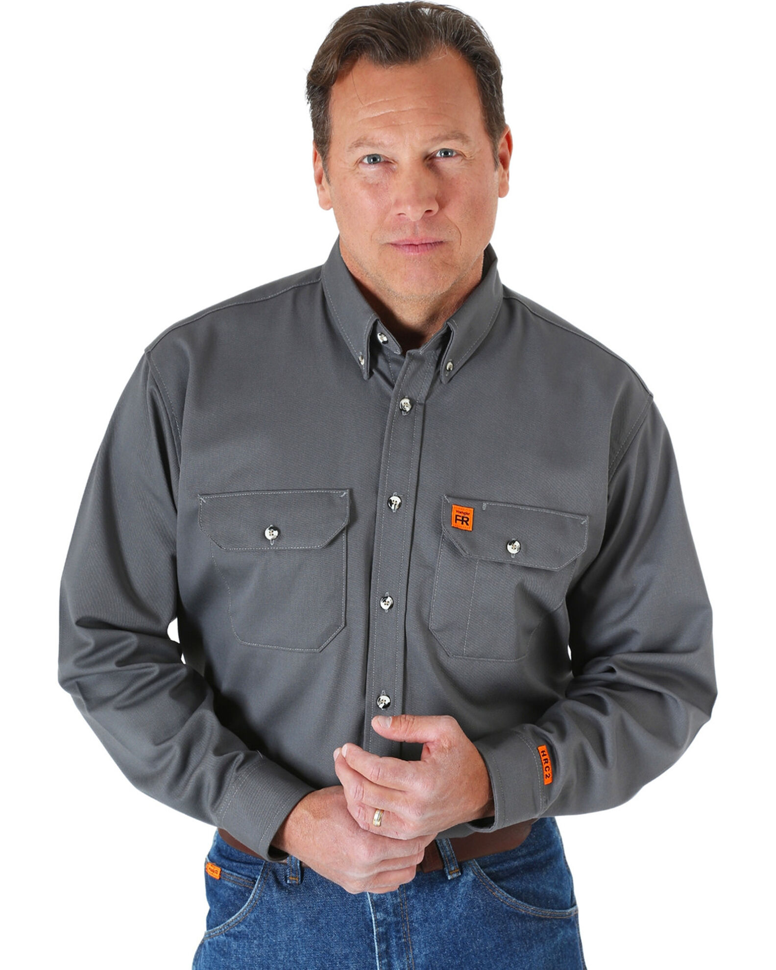 Wrangler Riggs Men s FR Long Sleeve Button Down Work Shirt