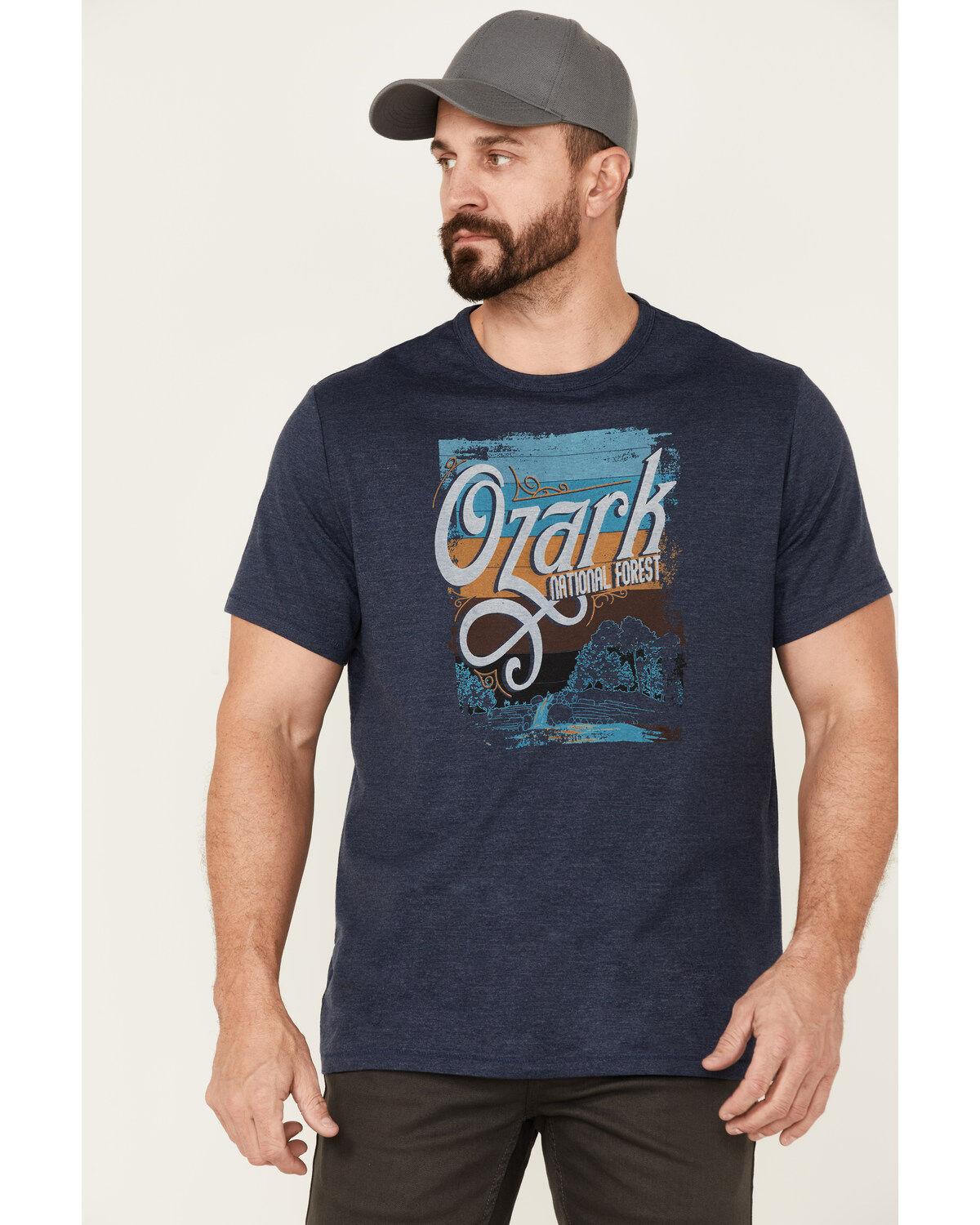 Image #1 - Brothers and Sons Men's Navy Ozark National Forest Graphic Short Sleeve T-Shirt, Navy, hi-res