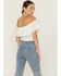 Panhandle Women's Eyelet Flounce Top, White, hi-res