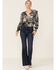 Image #2 - Revel Women's Toile Print Smocked Long Sleeve Top, Black, hi-res