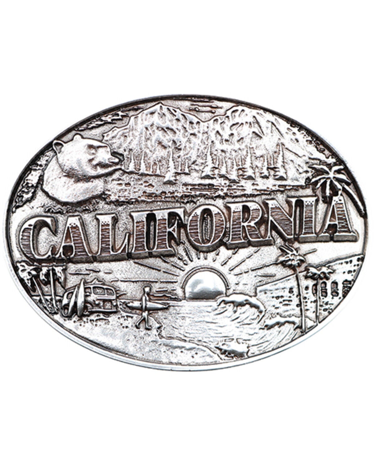 Boot Barn California Sunset Heritage Belt Buckle, Silver, hi-res